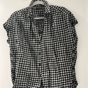 Madewell Gray & Black Checkered Blouse